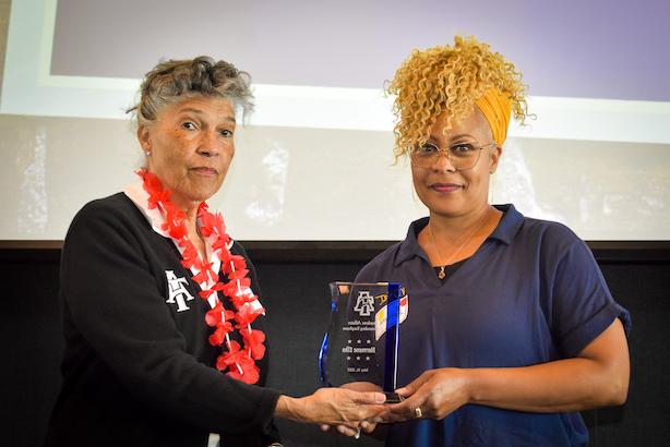 Award winner Hermene Elks with Vice Chancellor for Student Affairs Dr. Melody C. Pierce